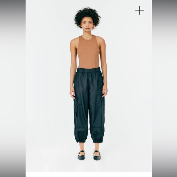 Tibi Pants - Tibi black crispy nylon Wilt jogger regular length XS